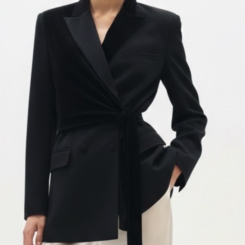 Evening Jacket with Velvet and Tie Detail